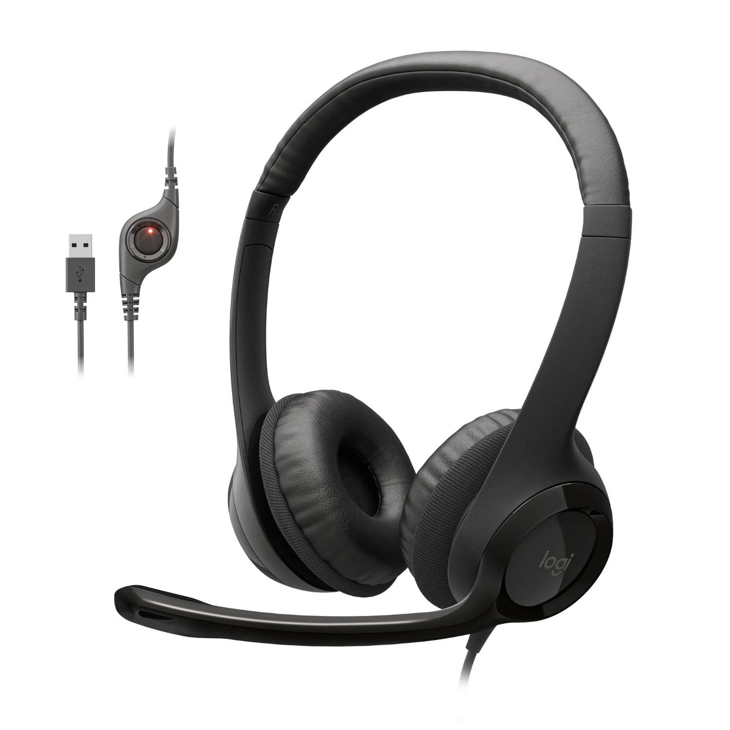 Logitech Model 981-000014 USB Wired Headset, Stereo, Noise Cancelling Microphone, Black