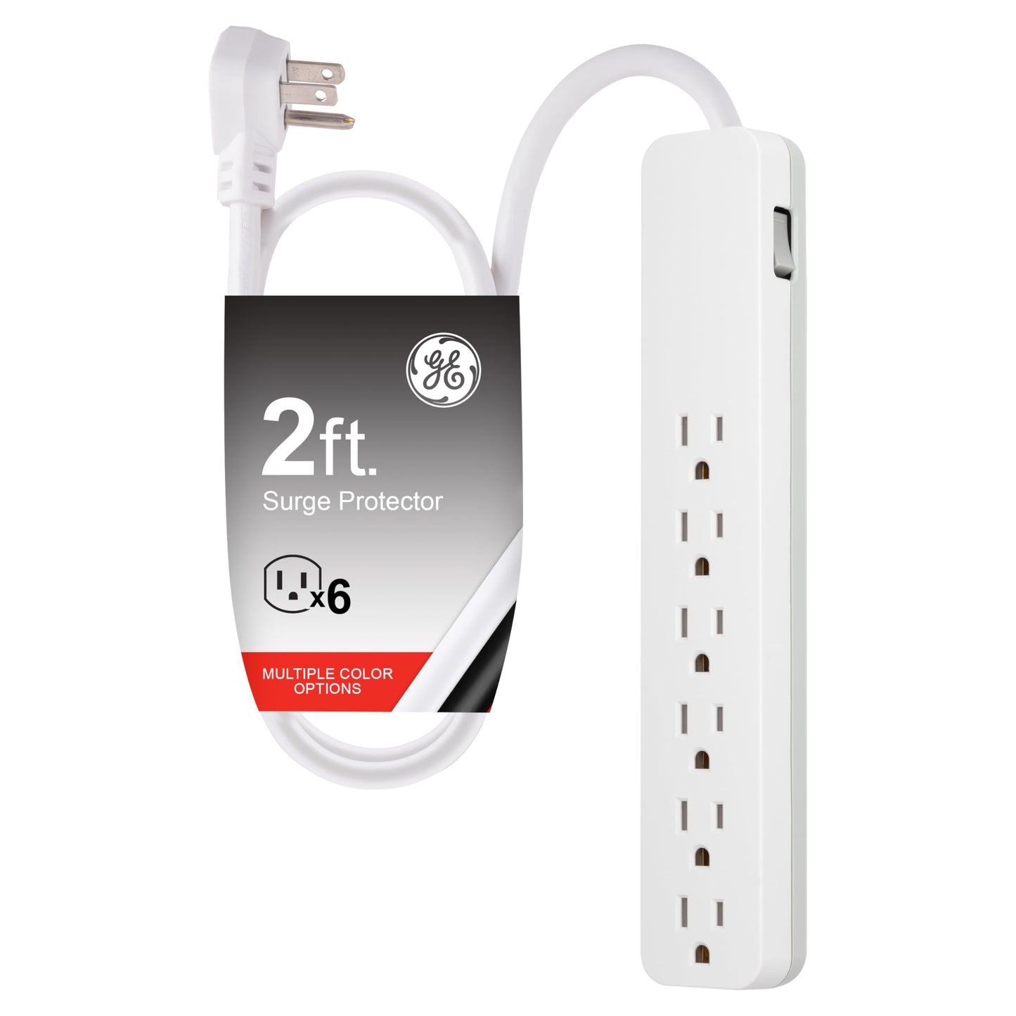 GE 2ft 6-Outlets Surge Protector 620 Joules Type B 15 Amps