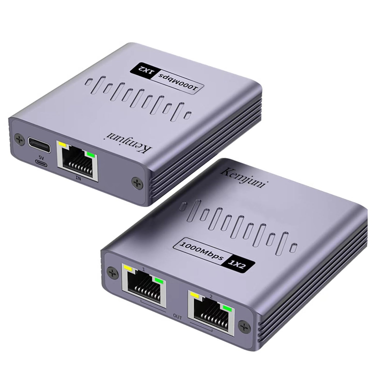 Kemjuni Ethernet Splitter 1 to 2 Powered Network Adapter 1000Mbps