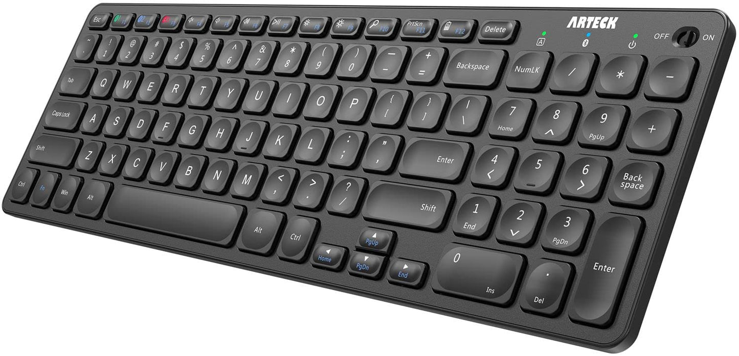 Arteck 14.3" HB305-2 Bluetooth Multi-Device Wireless Keyboard QWERTY Black