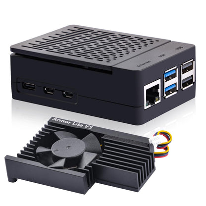GeeekPi Mini ITX ABS Case with Armor Lite V5 Active Cooler for Raspberry Pi 5