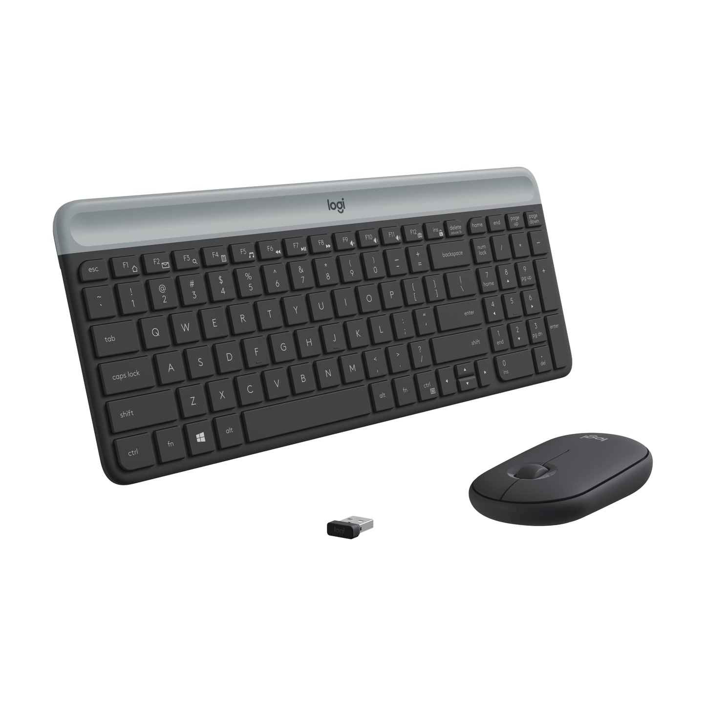 Logitech MK470 Slim Wireless Keyboard and Mouse Combo - Model 920-009437 - USB Connectivity - Optical Movement Detection - QWERTY Layout - Compatible with Windows 7, 10, 11 - Graphite