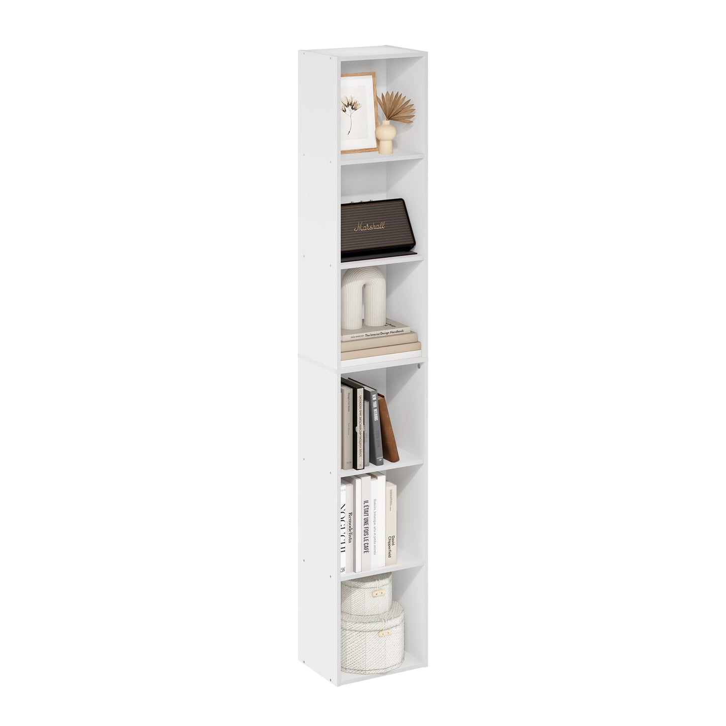 Furinno 12.1 Inch LUDER 24009 WH 6-Tier Wall Mount Bookshelf for Home Use