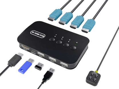 KAGO 4-Port HDMI KVM Switch HK401 5V 1A Tabletop Touch Control PC Connector
