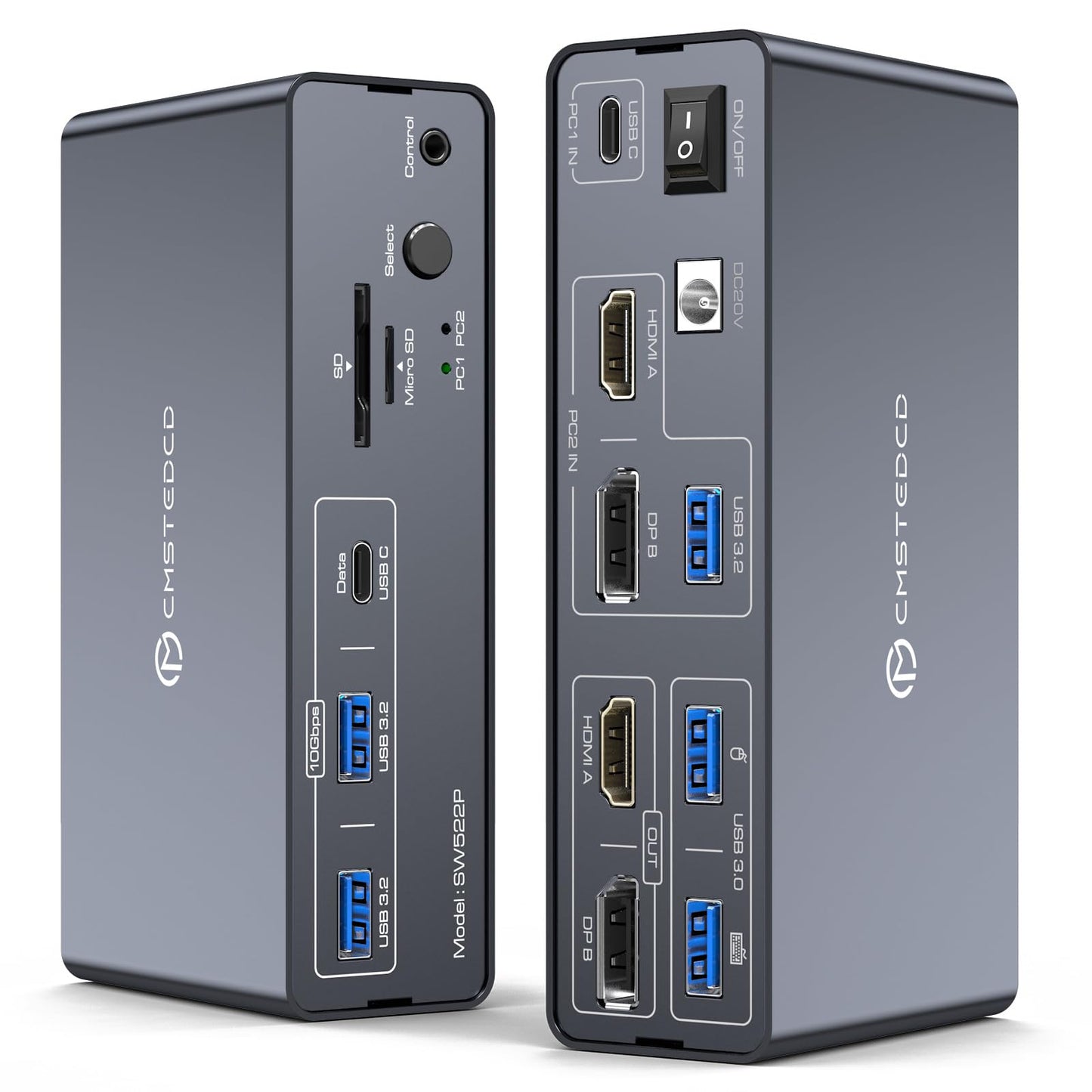 DGYBDFC 13-in-1 KVM Switch KY-US-SW522P-1 4K60Hz HDMI/DP Dual Monitor Docking Station