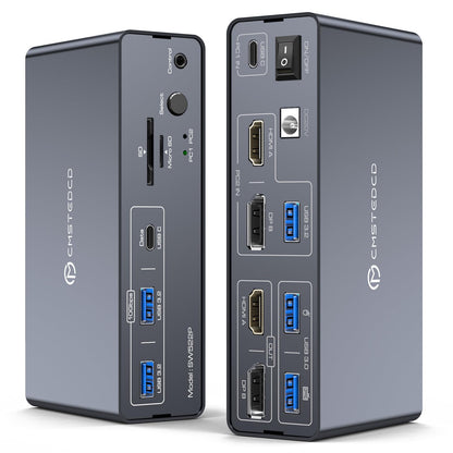 DGYBDFC 13-in-1 KVM Switch KY-US-SW522P-1 4K60Hz HDMI/DP Dual Monitor Docking Station