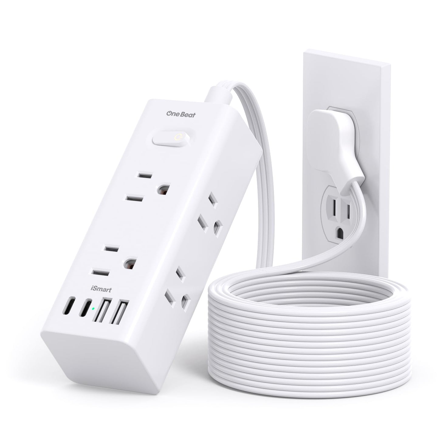 One Beat 10 Ft Extension Cord 6 Outlets 4 USB Ports Surge Protection Model US-OB6W3CR-10FT