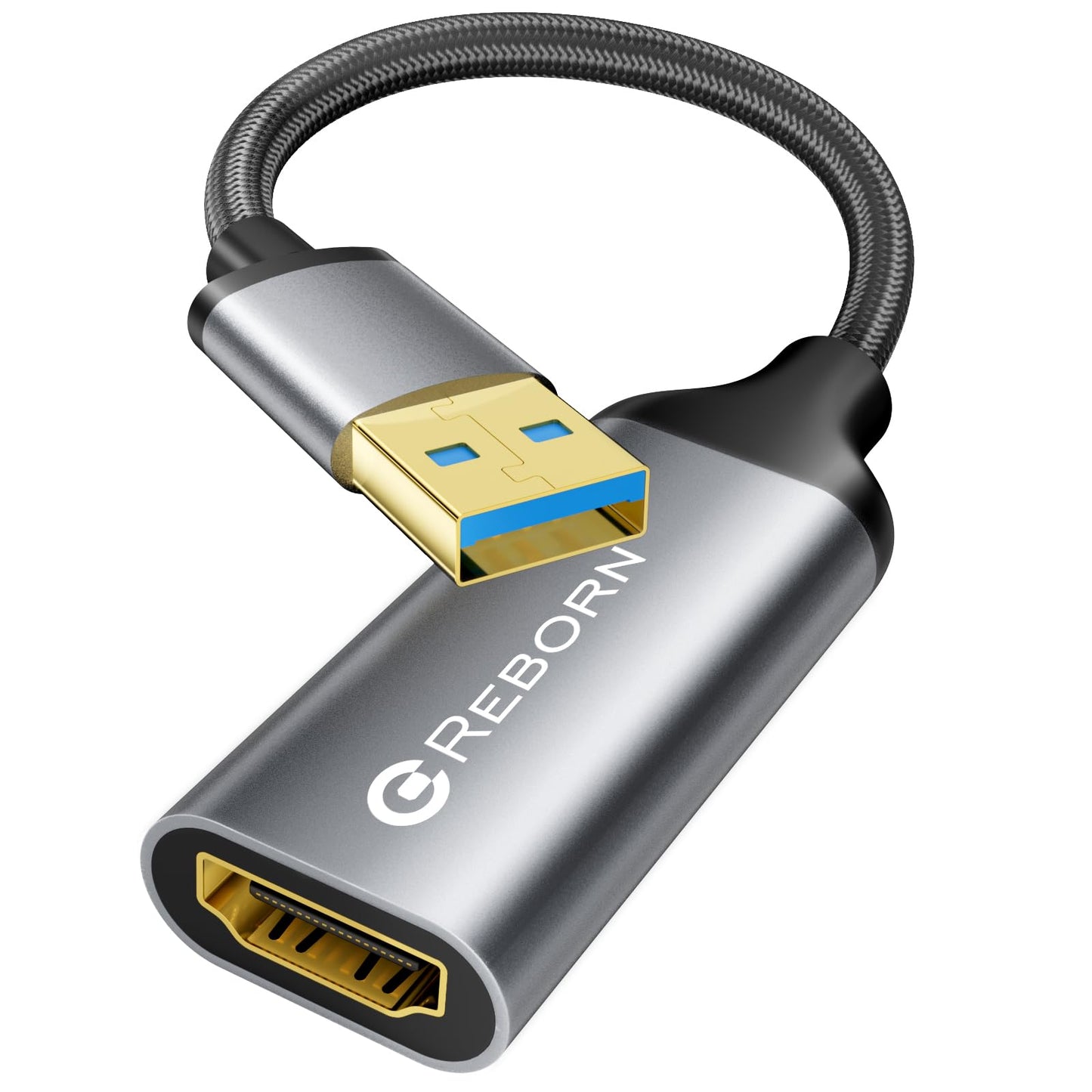 Reborn USB to HDMI Adapter 1080P@60Hz USB 3.0 Male to HDMI Female