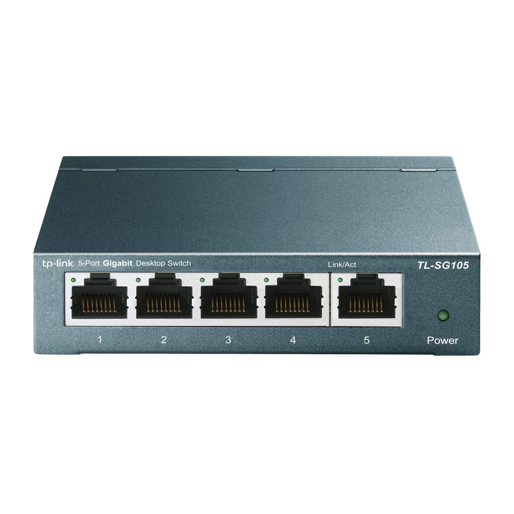 TP-Link 5-Port TL-SG105 Ethernet Switch, 10/100/1000Mbps, Metal Case, Plug and Play
