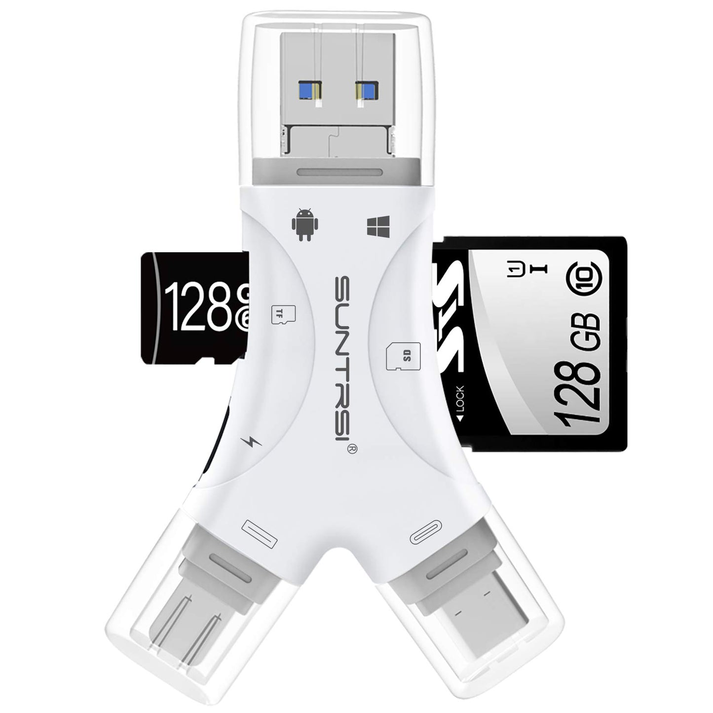 SUNTRSI 2.72" x 1.38" x 0.39" Model Y-BD microSD Reader USB Type C White