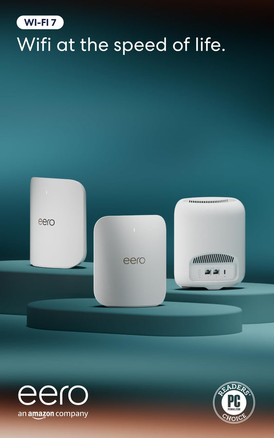 Amazon eero Pro 7 3-Pack Tri-Band Mesh Wi-Fi 7 Router - 5 Gbps, 6000 sq. ft. Coverage