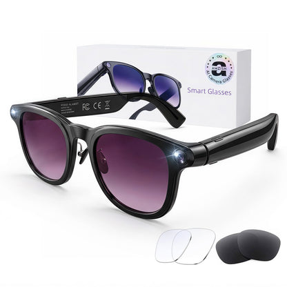 AMZISH 8MP Camera Sunglasses Bluetooth Connectivity Water Resistant Smart Glasses