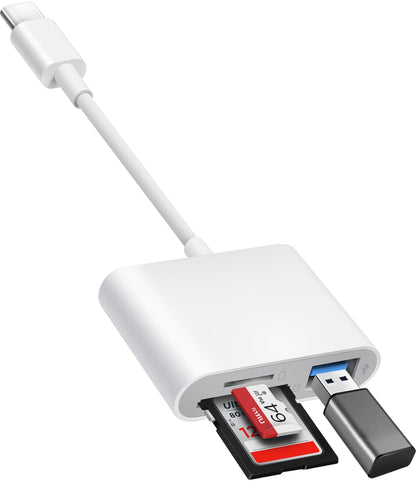 BnmxTek USB C to SD Card Reader BNMX_US_C4-B, White, 3-Slot, USB 3.0, Type C, Adapter
