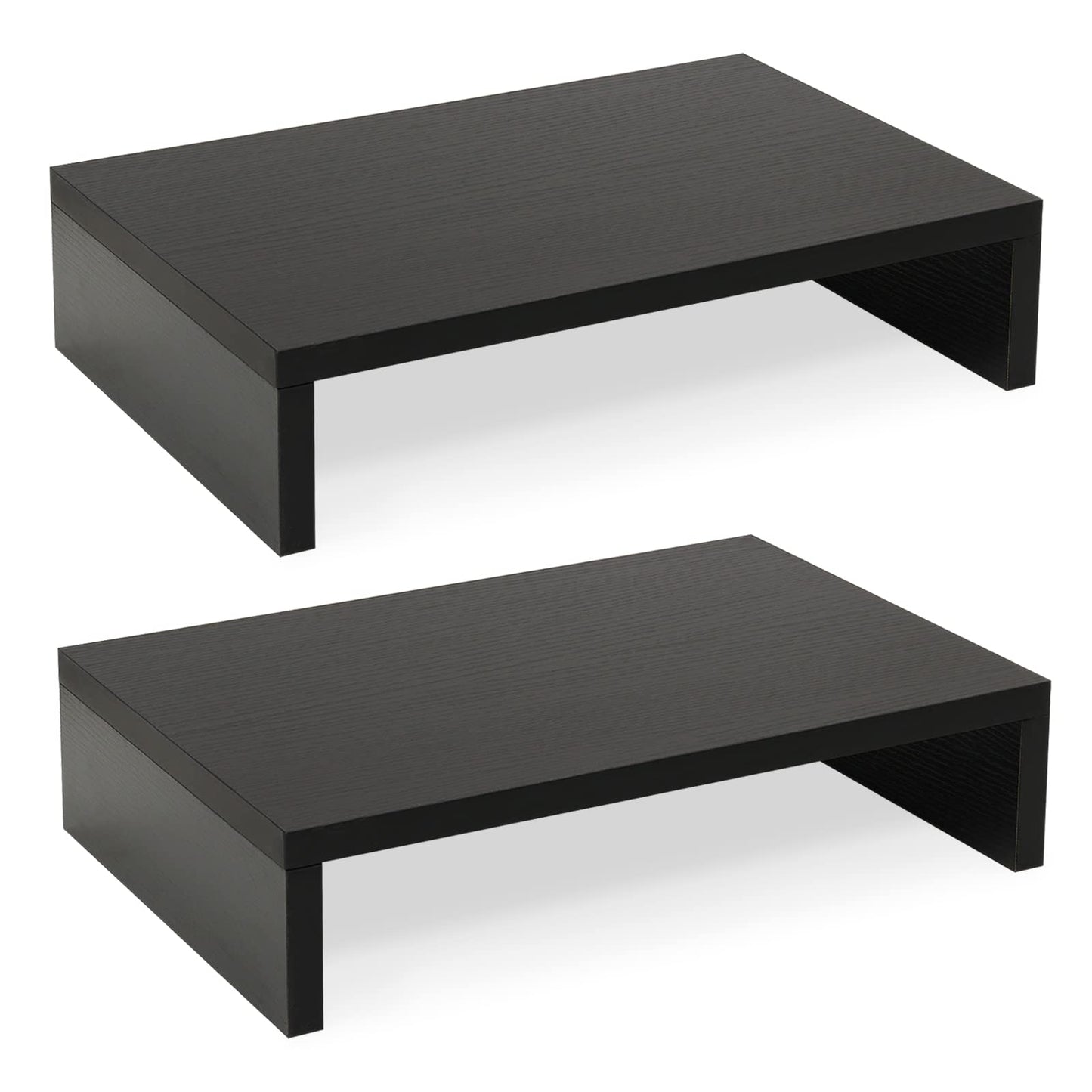 TEAMIX 2 Tier Adjustable Monitor Stand DS400Bx2 Black Wood