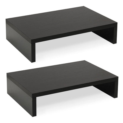 TEAMIX 2 Tier Adjustable Monitor Stand DS400Bx2 Black Wood