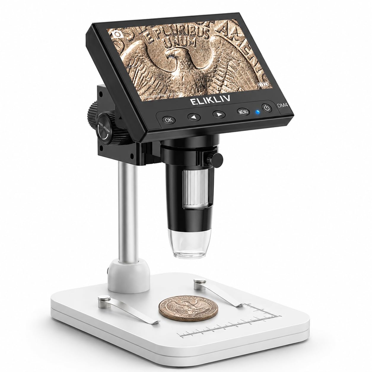 Elikliv 4.3 Inch EDM4 LCD Digital Microscope 720P 1000x LED Coin Magnifier
