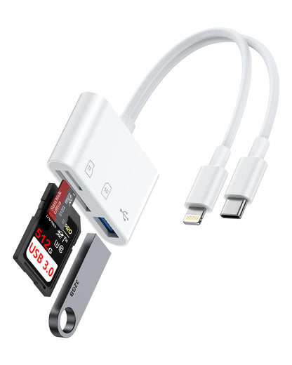Haoano SD Card Reader SD/TF Multi-Card USB Type C and Lightning Adapter