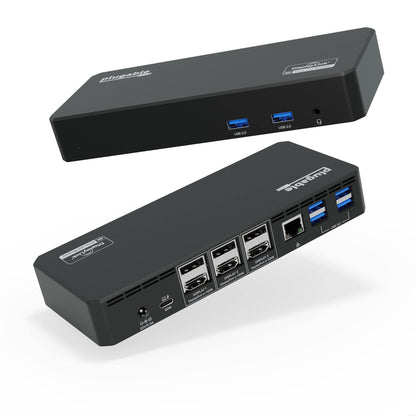Plugable 12-Port USB Type C Docking Station UD-6950PDZ, 12 USB Ports, Triple HDMI Outputs, 100W Power Delivery, 5.8 x 3.4 x 9.1 Inches, Black