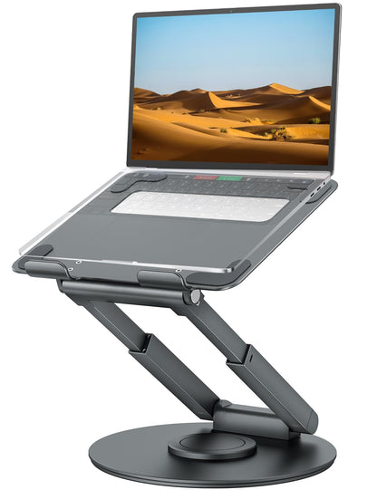 Tounee 1 Count LS07 EXPRO Sit to Stand Adjustable Laptop Stand with 360 Degree Rotation - Gray