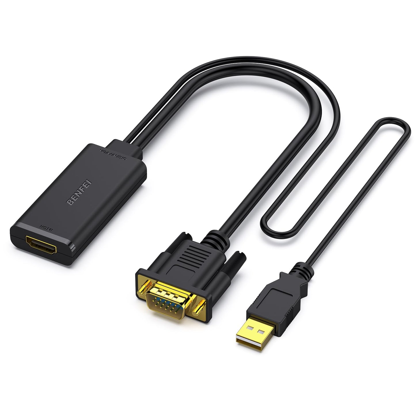 BENFEI HDMI to VGA Adapter, Single Port, 5W, Black, Model DL-HDV
