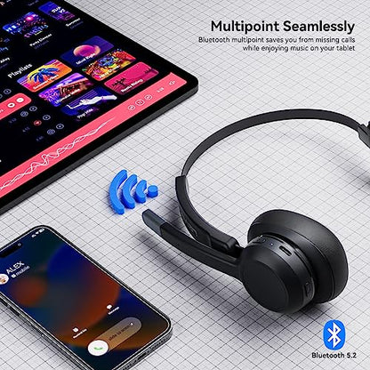 LEVN LE-HS015 Adult Over-Ear Bluetooth Headset with Active Noise Cancellation and Dynamic Driver