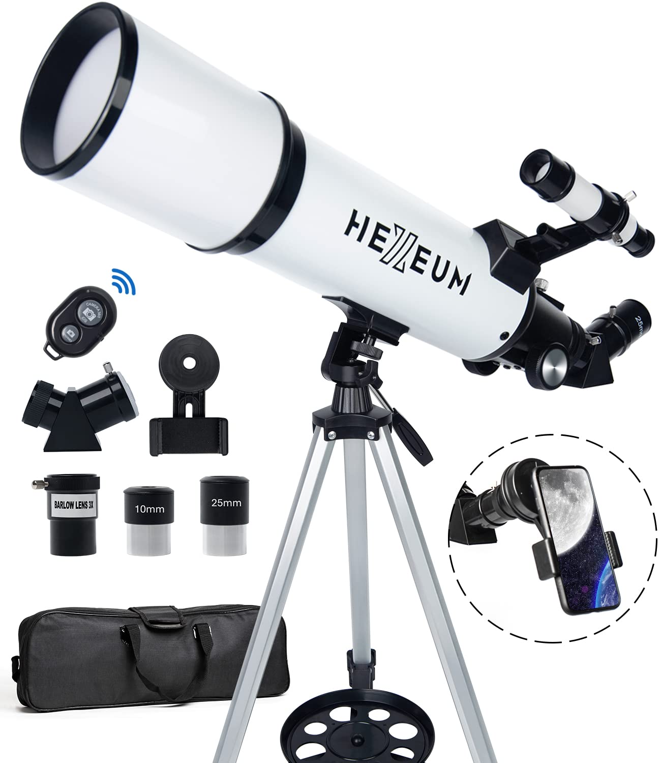Koolpte 80mm AZ80600 600mm Manual Focus Altazimuth Mount Telescope