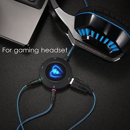 Micolindun External Sound Card GM-280blue USB Audio Adapter with 3.5mm Ports