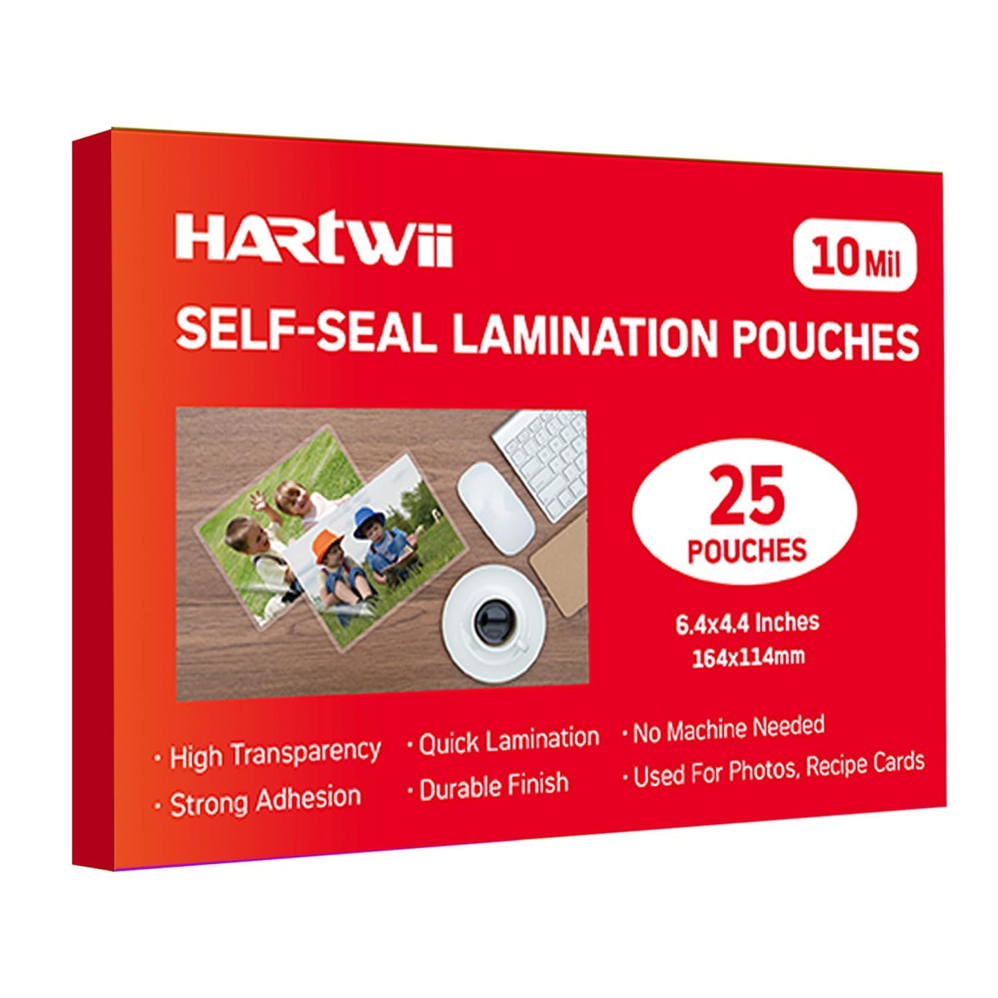 HARTWII 4" x 6" Self-Sealing Laminating Pouches 10 Mil Thickness Office Supplies