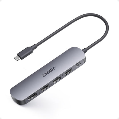 Anker 5-in-1 A8357 USB C Hub with HDMI, USB A 3.0 and 2.0 Ports, 90W Power Delivery, Aluminum Enclosure, Gray