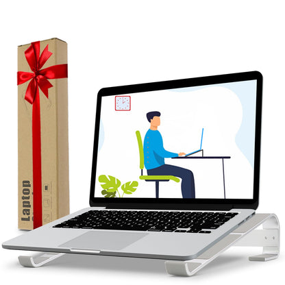 KYQEE 9.8 x 10.2 x 2.6 inches Laptop Stand LS01 Silver Aluminum Ergonomic Tabletop