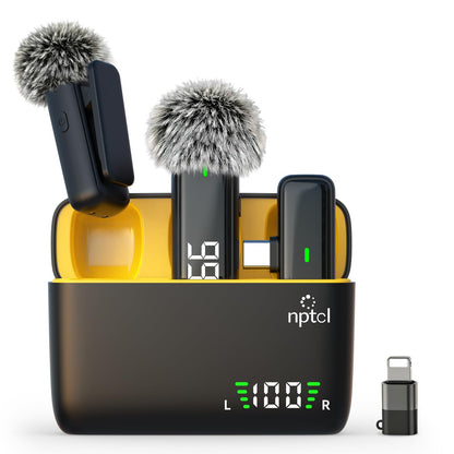 NPTCL Wireless Lavalier Microphone K1 for USB Type-C Smartphones - Omnidirectional, 70 Decibels, Dual Channel, 24-Hour Battery
