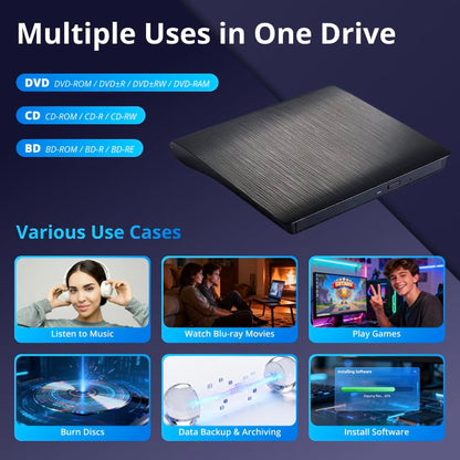 GOOBOX 5.74" x 5.63" x 0.51" GBX-BD100 External USB 3.0 Type-C Blu-ray Drive