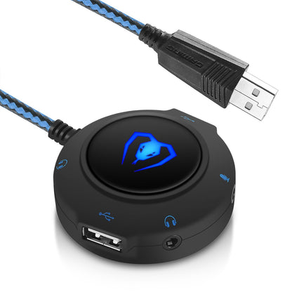 Micolindun External Sound Card GM-280blue USB Audio Adapter with 3.5mm Ports