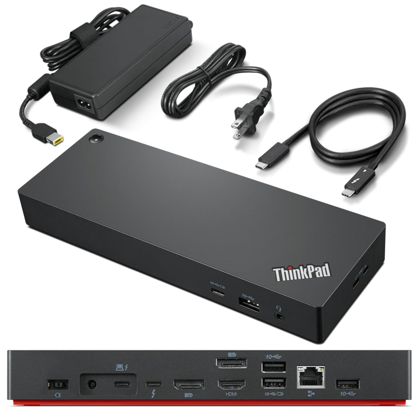 Lenovo 6"L x 3"W x 1"H 40B00135US Docking Station with Thunderbolt 4, 11 Ports, 100 Watt Power Supply, Black