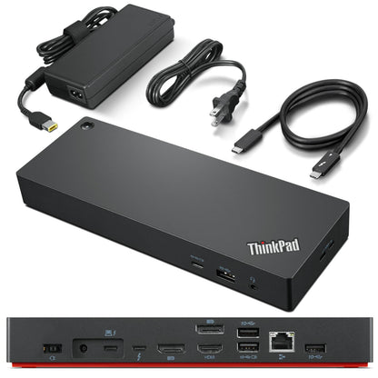 Lenovo 6"L x 3"W x 1"H 40B00135US Docking Station with Thunderbolt 4, 11 Ports, 100 Watt Power Supply, Black