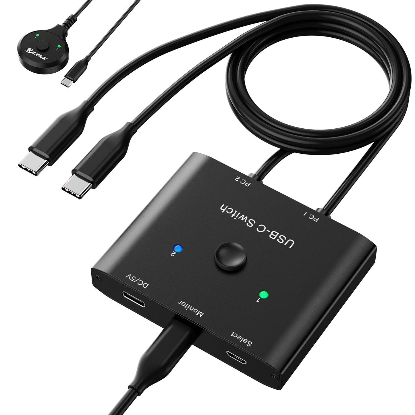 MLEEDA USB C Switch 2-way, 8K@60Hz, 4K@120Hz, Plug In