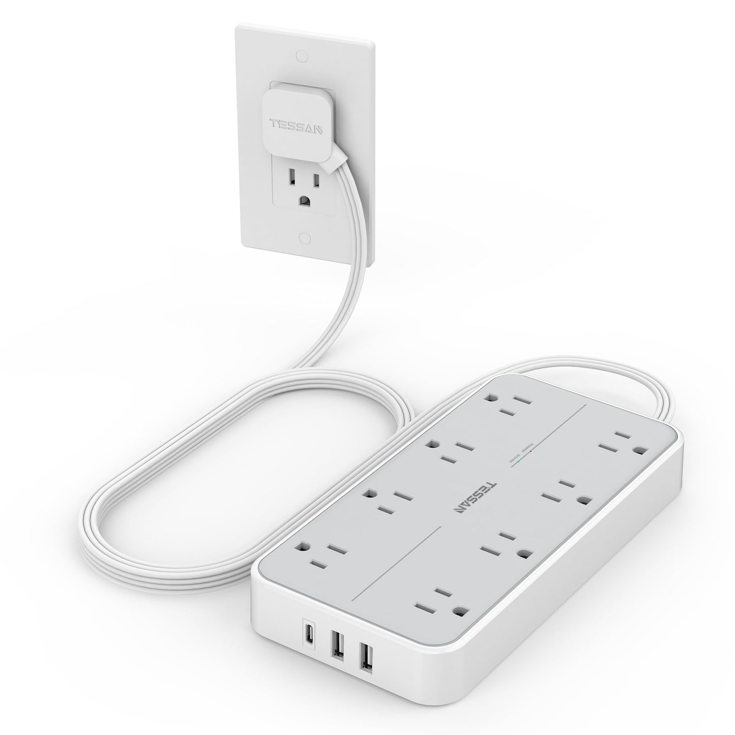 TESSAN 8 Outlets Power Strip Model TS-108-C 125V 15A Surge Protector