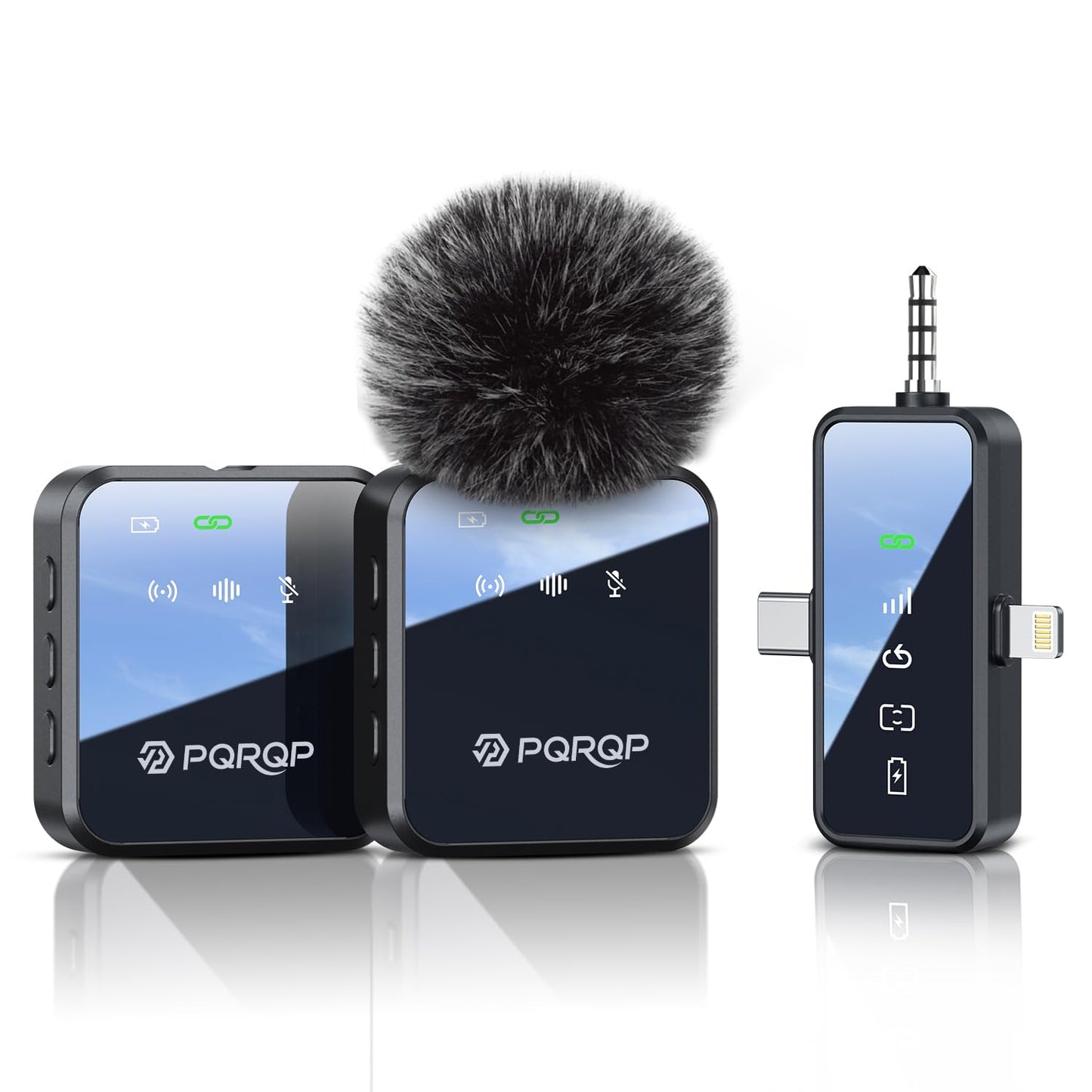 PQRQP Wireless Lavalier Microphone GT19 USB-C/3.5 mm Jack/Lightning Omnidirectional