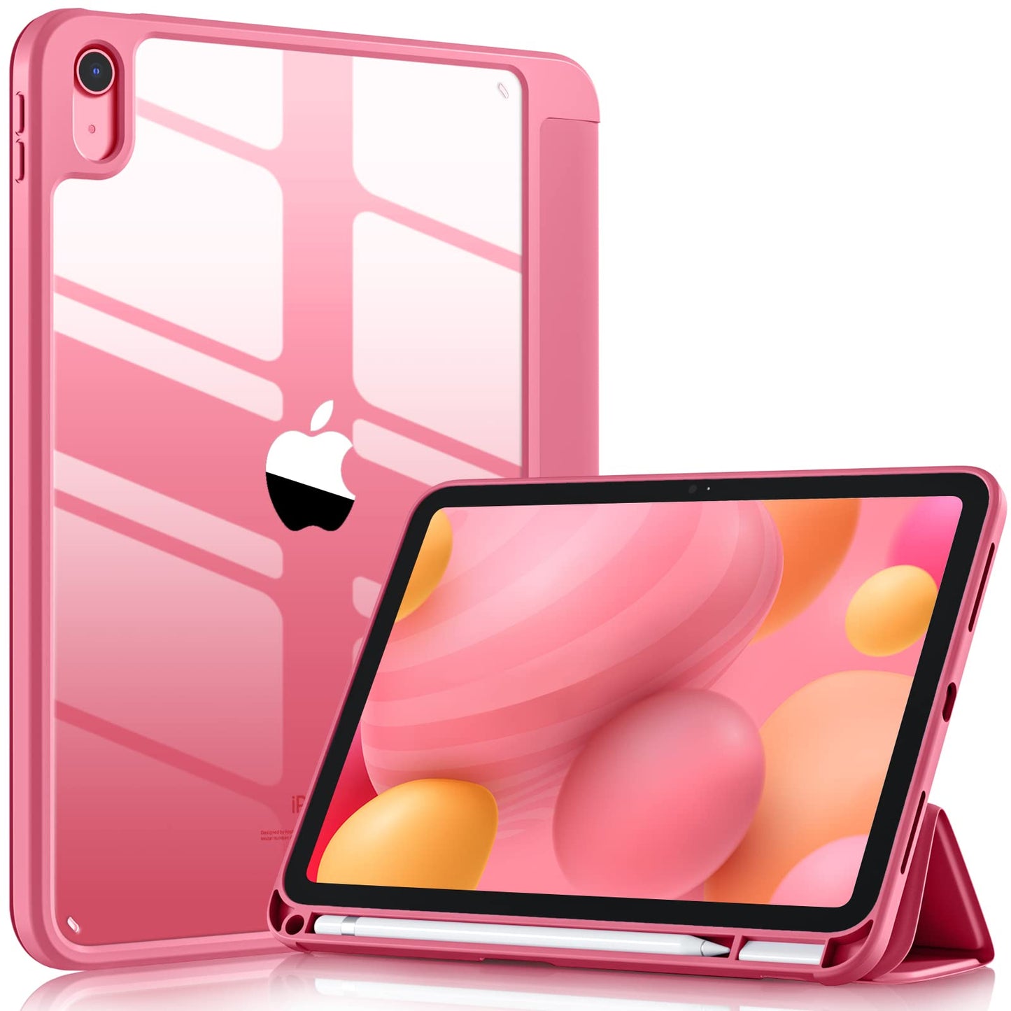 Wenlaty iPad Compatible Case A16 11 Inch 2025 A3354/A3355/A3356, iPad 10th Gen 10.9 Inch 2022 A2696/A2757/A2777, Clear Hybrid Case, Solid Watermelon Pink