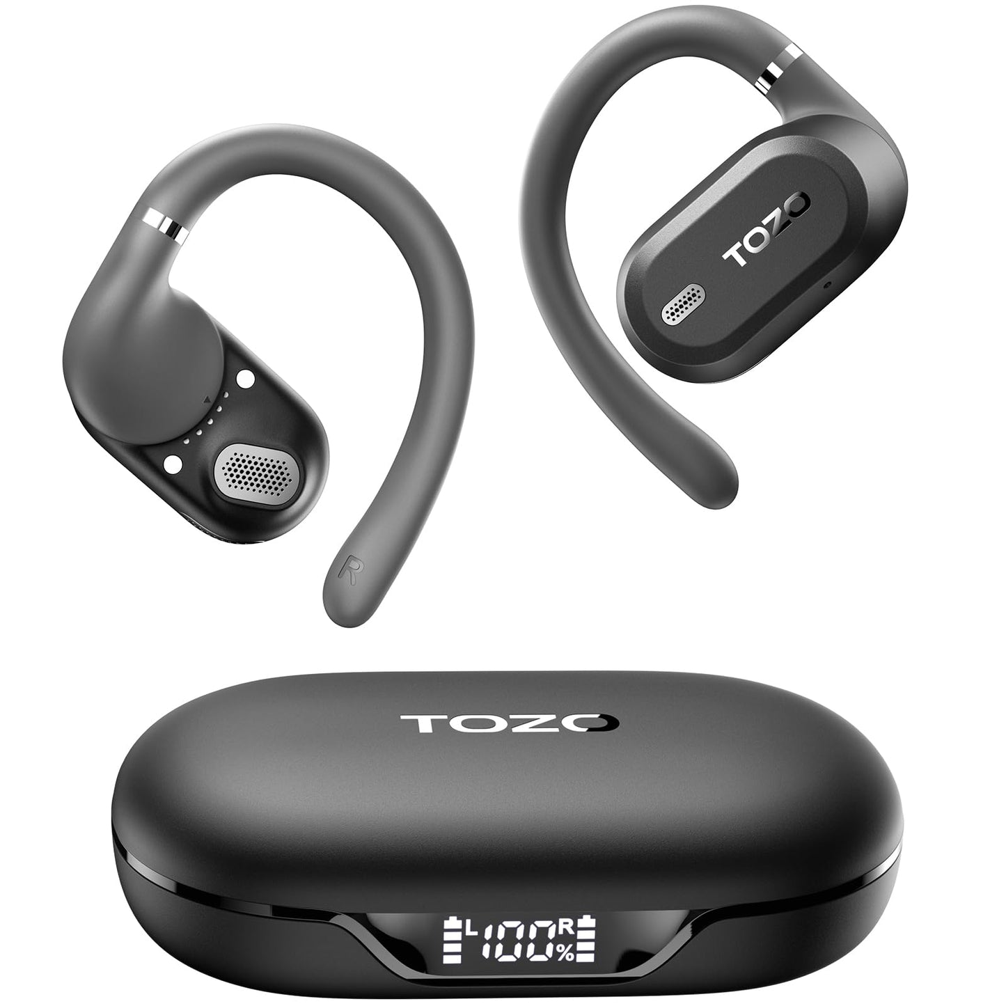 TOZO T13051 OpenWear Wireless Earbuds, Bluetooth 5.4, 60 Hours Battery Life, IPX6 Waterproof, Smart Display