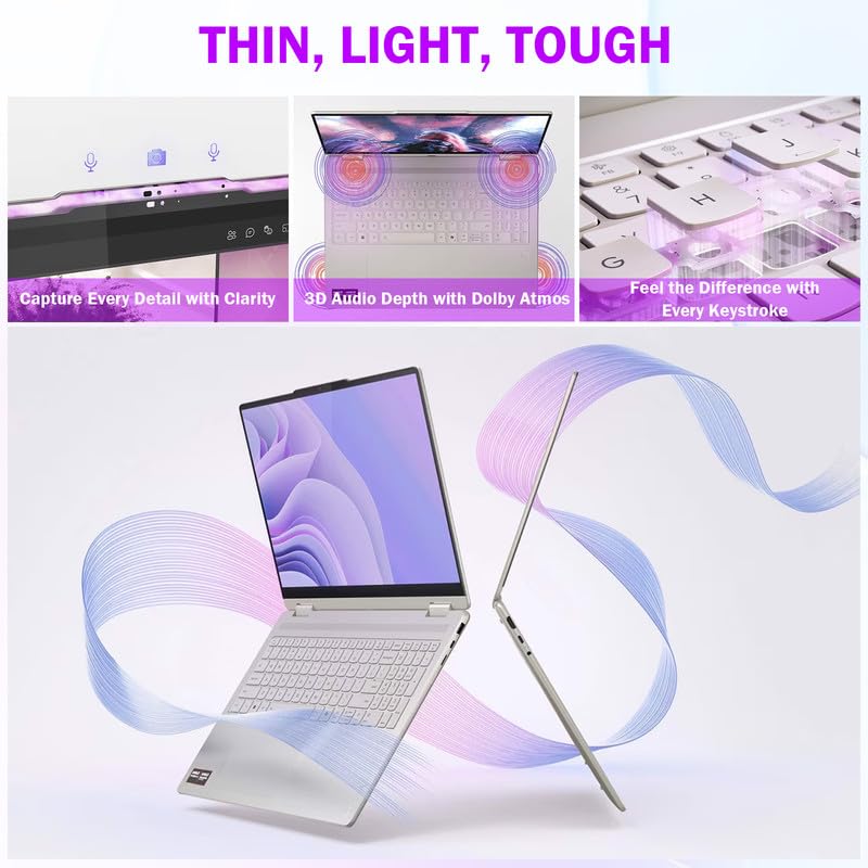 Lenovo Yoga 7 2-in-1 Laptop 16" WUXGA Touchscreen, AMD Ryzen AI 5 340, 16GB LPDDR5X RAM, 1TB SSD, Backlit Keyboard, Fingerprint Reader