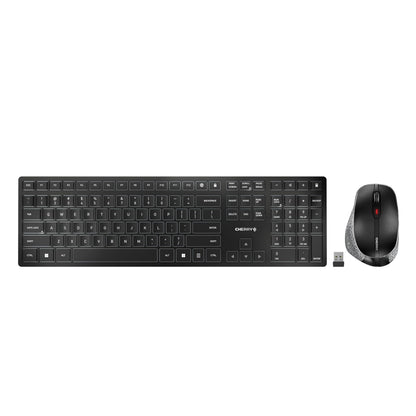 CHERRY DW 9500 Slim Wireless Keyboard and Mouse Set Bluetooth 2.4GHz Ergonomic Rechargeable QWERTY Black