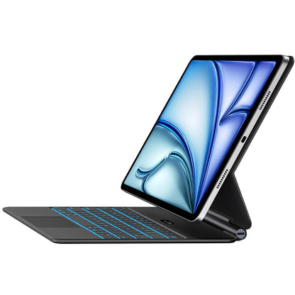 Jibrealg 11-inch Keyboard Case for iPad Pro and Air, Bluetooth Connectivity, Foldable Design, Backlit Multi-Touch Trackpad