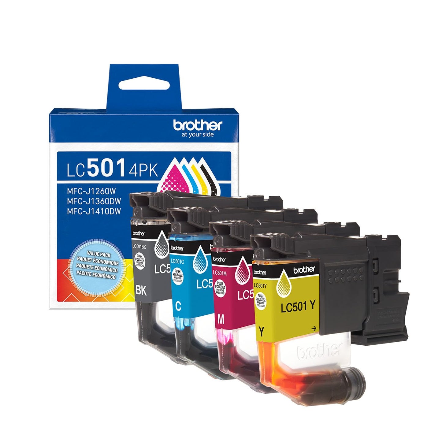 Brother LC5014PK Genuine Ink Cartridge Set - Standard Yield Black/Cyan/Magenta/Yellow - Compatible with MFC-J1260DW/MFC-J1360DW/MFC-J1410DW