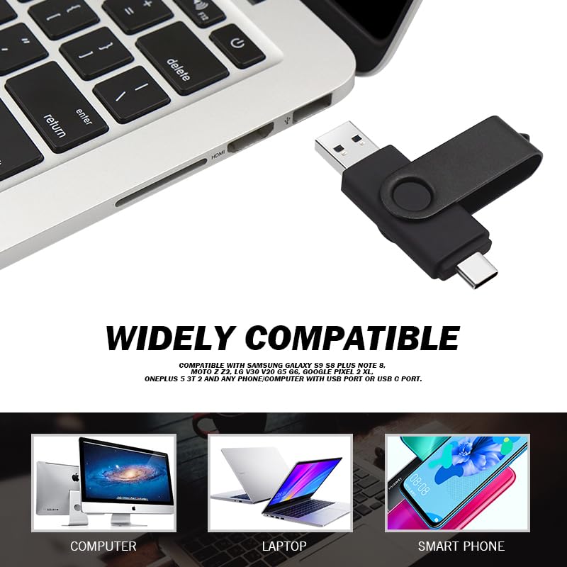 MORIC 256GB 2-Pack USB Flash Drive 2.0 USB Type A and Type C Models