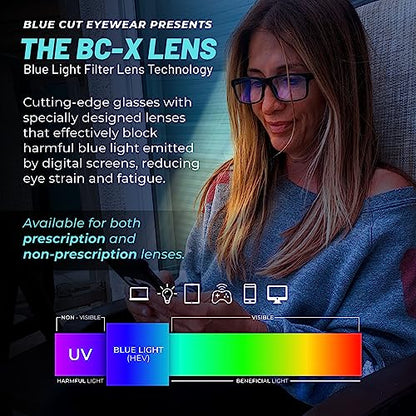 BLUE CUT Large FRED 55mm 17mm 45mm 140mm Blue Light Blocking Glasses