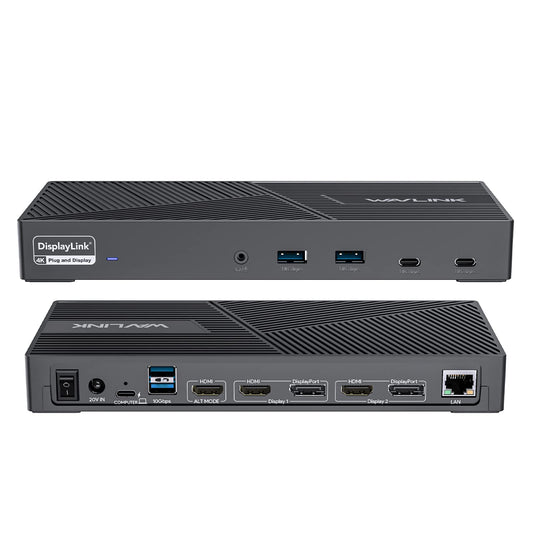 WAVLINK WL-UG69PD25PRO-US Triple Monitor Docking Station 4K@60Hz DisplayPort USB C