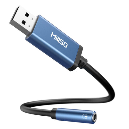 MillSO 1 Feet MUSB351F-30U USB to 3.5mm Adapter Stereo External Sound Card