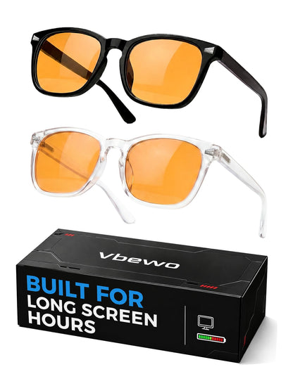 Vbewo 2 Count LD001 Full Rim Amber Blue Light Blocking Eyewear