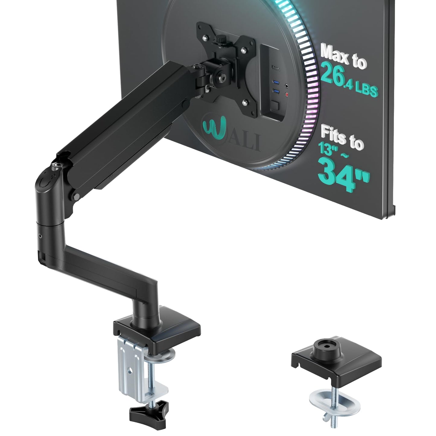 WALI GSMP001N 13-34 Inch Monitor Mount, Adjustable, Black